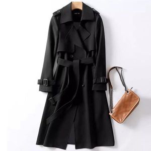 Fashion Women Trench Long Coat Winter Spring Lapel Long Sleeve