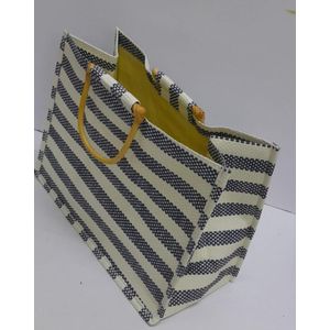 Striped Linen Reusable Eco Friendly Jute Shopping Bags Durable Burlap Tote Bags with Handles Multi Purpose Grocery Gift Packing Bags Available in Different Prints Strong Stylish Sustainable Everyday Use
