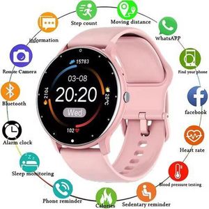 Ladies Round Screen Touch Waterproof Fitness Tracker Smartwatch