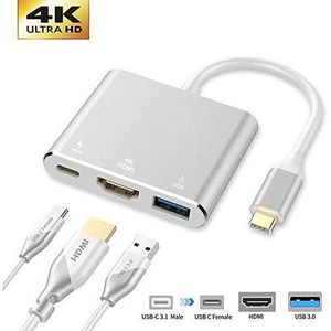 4K Adapter - Type C To HD/USB 3.0/Type-C - USB C Type C To HDMI USB 3.0 USB-C HUB Adapter Type-C Extender HD 4K Converter For Macbook Air Pro