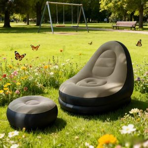 Inflatable Deluxe Lounge Seat / Inflatable seat with Foot rest & Free Pump (2pcs Sets)