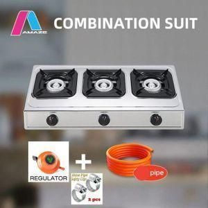 Amaze  3 Gas Burner Automatic Ignition Table Top Stainless Steel FREE Gas Delivery Pipe + Gas Regulator + 2Pc Gas Safety Clips. 