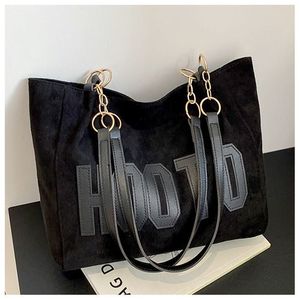 New Korean Edition Spliced Tote Bag Canvas Big Bag Women's Lazy Retro Style  Casual Shoulder Bag Cloth Bag Commuter Bag