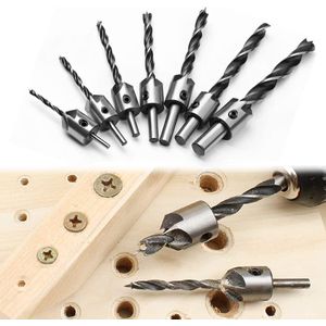 7Pcs Countersink Drill Bits HSS with 1 Hex Key Wrench, Woodworking Carpentry Reamer Plug Cutter Set Drilling Tool for Plastic Wood DIY Wood Working Tools
