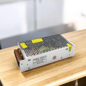 Compact 12V 10A CCTV Power Supply Unit with Metal Enclosure Multiple Output Terminals LED Display Ideal for Organized Secure Camera Power Management