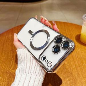 Silver Electroplated Magnetic for MagSafe Shockporoof Transparent Case Cover for iPhone 17 Pro Max