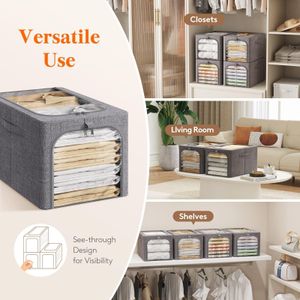 66L Foldable Clothes Storage Bag with Metal Frame – Large Capacity Organizer (50×40×33cm)