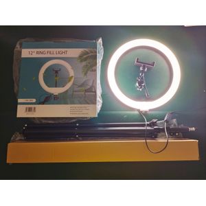 Live Broadcast LED 12-Inch Fill Light with 32cm Beauty Ring & 210cm Tripod Holder
