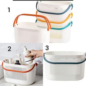 Portable Shower Caddy Basket, Plastic Storage Baskets With Handles, Drainage Toiletry Organizer Bin, Dorm Shower Tote Bag For Bathroom, Kitchen, Closet, Bedroom, College, Gym, Camp
