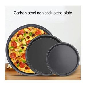 High-Quality 3-Piece Non-Stick Carbon Steel Pizza Pan Set – 24cm, 26cm, 27cm – Smooth Edge, Oven & Dishwasher Safe