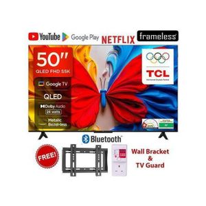 TCL 50" Inch QLED Google TV Smart Full HD Android TV, WiFi, Bluetooth, HDMI/USB, Netflix, YouTube, Dolby Audio+FREE TV GUARD+WALL MOUNT