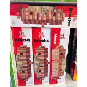 Blocks 54-Piece Classic Wooden Jenga Building Block Balancing Game For Kids, Adults, And Family Game Nights