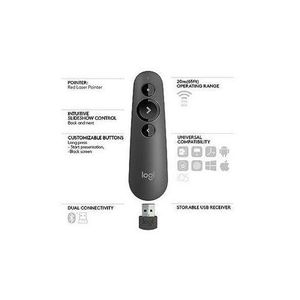  R500s Laser Presentation Remote - Dual Connectivity, 20m Range