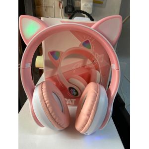 Wireless Cat Ear Headphones Bluetooth 5.0 LED RGB Light Foldable Kids Headset with Safe Volume Limiter Soft Cushioned Earcups