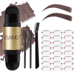 Eye Brow One Step Eyebrow Stamp Shaping Kit Set Gel Stamp Makeup Kit Magic Eyebrow Stencils Eyebrow Brushes dark brown One set