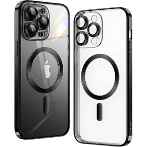 iPhone 12 Pro Max Phone Case, Black Electroplated Clear Case with Magnet for Magsafe & Wireless Charging Support