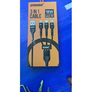 Vision Plus 18W High Power 3 In 1 Cable, 1M ? Black.