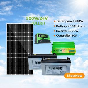 Luminous 500W Solar Power System Kit – 2×500W Panels, 2×200Ah Batteries, 1000W Inverter, 60A Charge Controller Off-Grid Solar Kit