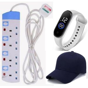 Power King 4 WAY EXTENSION LONG CORD WITH FUSED PLUG – HOME/OFFICE MULTI SOCKET, RELIABLE