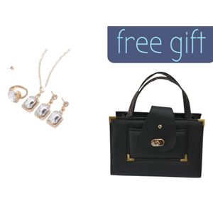 Elegant Women’s 3PCS Jewelry Gift Set (Necklace, Earrings & Ring) with Free Handbag Perfect For: Daily wear Parties & special occasions Weddings & events Birthday, anniversary, or graduation gifts As a bonus, it comes with a FREE fashionable handbag