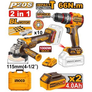 Ingco CKLI20273 Cordless 2 pcs combo kit 20V