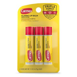 Carmex 3 Classic Medicated Lip Balm Sticks