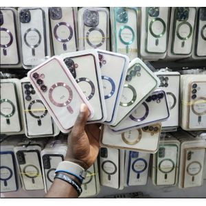 Samsung Black Transparent MagSafe Cover for Galaxy A56 – Shockproof, Slim Fit, Magnetic Ring