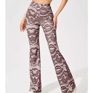 Silm Y2k Casual Prints Flare Pants For Women Clothes Elastic Waist