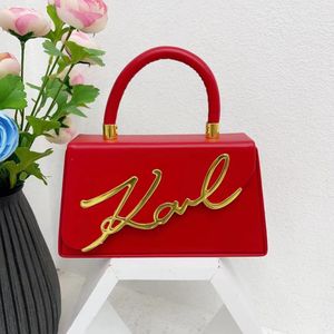 Karl Chic Red Signature Top-Handle Evening Bag