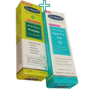 Luron DERMACLEAR Acne Control PIMPLE CREAM + SPOT FIX GEL Pimple Breakouts Blackheads Blemishes Reduces Sports in 4 Hours Skin Texture cf