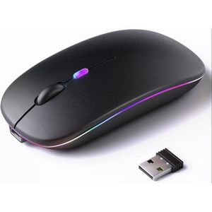 Wireless Bluetooth + 2.4G Dual-mode Rechargeable LED Optical Mouse - (Black)