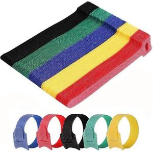 10pcs Reusable Cable Ties , Adjustable Releasable Hook and Loop Cable Straps for PC Cable Management, Organizing Cords, TV, Desk - Multicolored