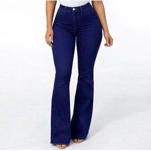 Vibrant Blue High-Rise Retro Flare Jeans Trouser 