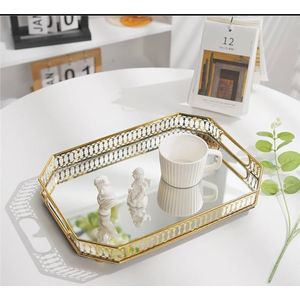 RECTANGULAR decorative gold vintage tray mirror 