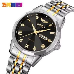 Skmei 2291 Men Quartz Watch Stainless Steel Strap 5BAR Waterproof Day Date Analog Luxury Business Wristwatch