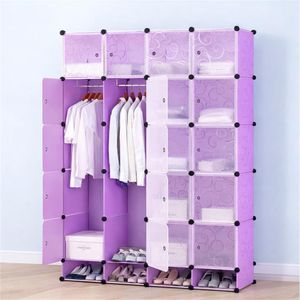 Portable Plastic Wardrobe Closet – Durable Multi-Layer Storage Cabinet with Dustproof Cover & Metal Frame
