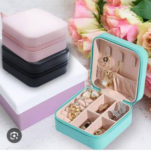 Mini Jewelry Case Portable Travel Organizer PU Leather Exterior Velvet Lining Compact Storage for Rings Earrings Necklaces and Bracelets