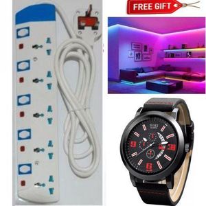 Inextention Power King BEST POWER EXTENSION SOCKET  // 5 WAY GANG POWER EXTENSION SOCKET WITH SWITCH & FUSE AT THE PLUG // power extension for home and business use + SNAKE LIGHT + WATCH