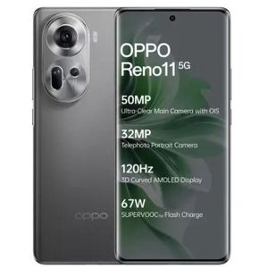 Oppo Reno 11 5G 12GB + 512GB ROM, Dual SIM, 6.7" OLED, 50+32+8MP, Android OS 14, 4800 mAh, Refurbished - Grey