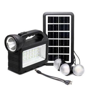 GDTIMES Solar Lighting System Kit With 3 LED Lights, Solar Panel, Power Cable And Multiple Phone Charger