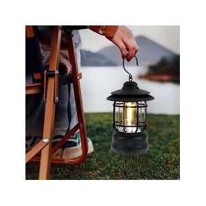 BK-5809 Solar Sensor Camping Lantern - Vintage Style Outdoor LED Motion Sensor Light - Dual Charging (Solar & Type-C USB) - Waterproof Emergency Light for Hiking & Home Decor