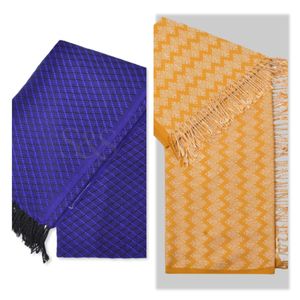 Butterfly Multicoloured Pair of Shawls - 2 pcs  - with blue and gold