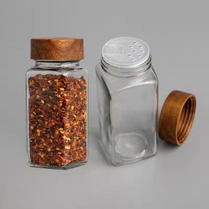5 pieces Spice Jars For Kitchen - Glass Spice Jars with  Lids - 120ml Square Spice Containers with Lids, Seasoning Jars for Spice Rack, Cabinet, or Drawer