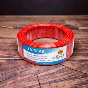 Evin  1.5mm Red Single Core Solid Anti-Aging Insulation Durable PVC Indoor Electrical Wiring Cable 