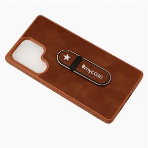 Samsung Galaxy S25 Ultra Leather Cover Luxury Brown High Protection with METAL STAND Phone Case/ Back cover