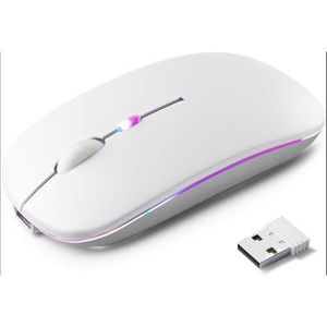 Wireless Bluetooth + 2.4G Dual-mode Rechargeable LED Optical Mouse - (White)