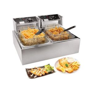 Globalstar 12LITRES STAINLESS STEEL (6L+6L) DOUBLE TANK Energy Efficient Double Electric Chips /Chicken /MANDAZIS Deep Fryer Machine