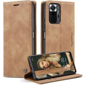 Caseme For Xiaomi Redmi Note 10 Pro/Note 10 Pro Max Suede PU Leather Wallet Case Flip Folio Stand View Shock-proof Book Matte PU Cover With Card/Cash Slots Kickstand Magnetic Closure