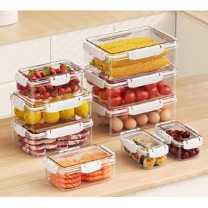 Transparent Airtight Pantry Boxes,3-Piece Airtight Clear Acrylic Food Storage Containers - Stackable Kitchen & Pantry Organizers,Refrigerator Storage Containers,Kitchen Food Organizers,Airtight Food Savers Set.