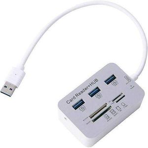 Classic Portable Multi-in-1 3 Ports USB 3.0 High Speed Hub Adapter with MS SD M2 TF Card Reader for Computer Laptop